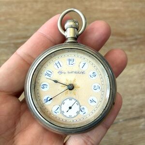 Vintage Elgin Pocket Watch Not Running Enamel Dial Sub Seconds Antique